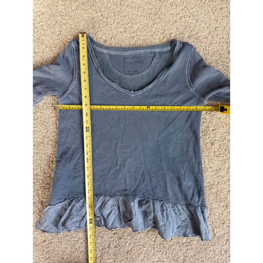 We The Free Free People Peplum Sweater S Distressed Cotton Boho Button Up - Picture 3 of 6